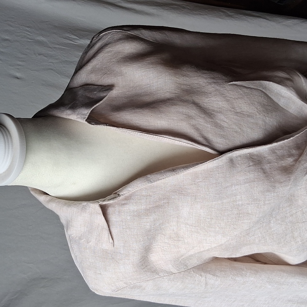 Magaschoni 100% Linen Elegant Cream Wrap Dress Size 6 - Picture 6 of 13